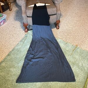 LOFT Black and blue/gray maxi tank dress